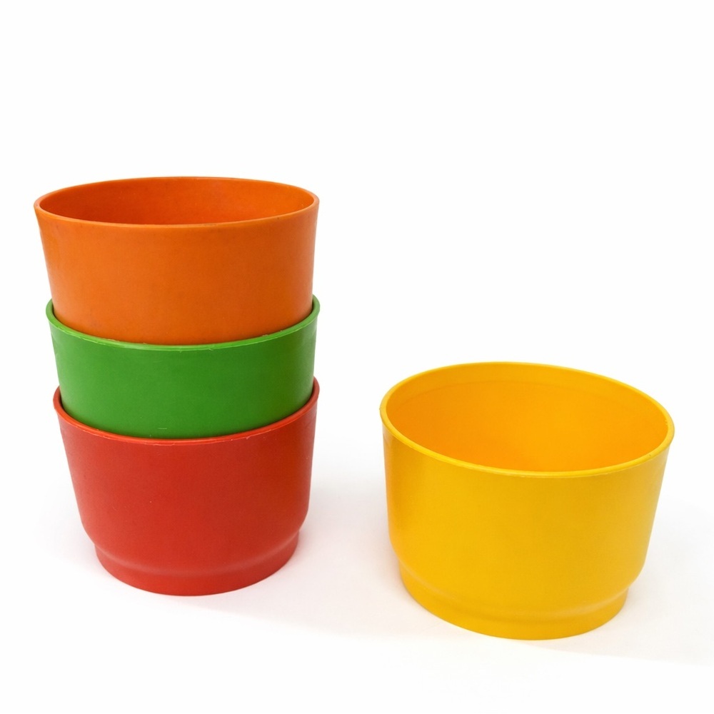 Vintage Tupperware Snack Cups 4 rainbow 0638 plastic kids small mini